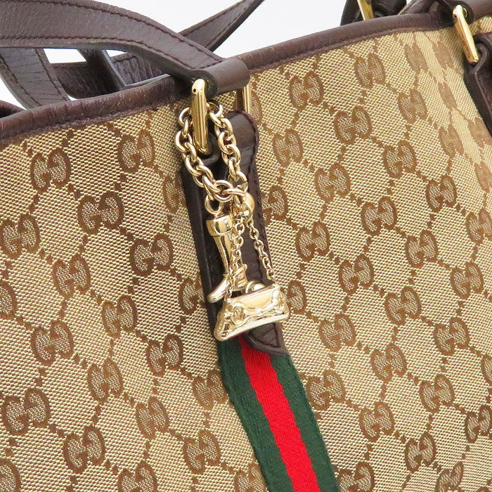 美品✨グッチ トートバック GG柄 シェリーライン キャンバス ベージュ 茶 GUCCI/グッチ】 139260 シェリーライン トートバッグ GG