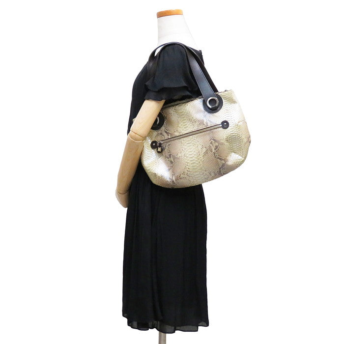 バグリオ ハンドバッグ パイソン/レザー ベージュ/内側ピンク レディース【中古】【真子質店】【NN】




【Max】