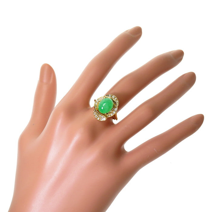 13号 翡翠 3.41ct ダイヤモンド 計0.75ct リング・指輪 K18ゴールド 18