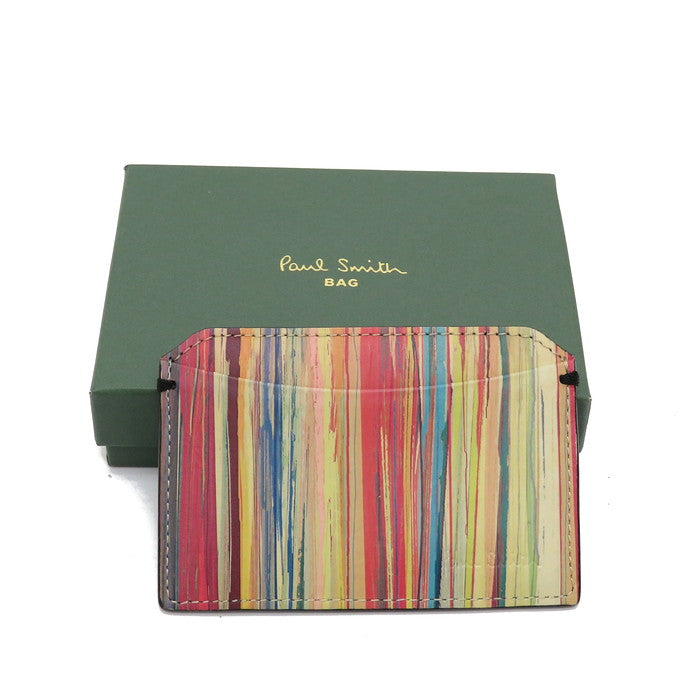 【新品】Paul Smith マルチカラー レザー　カードケース　ストライプ Paul Smith/ポール・スミス】 ストライプ 定期入れ カードケース