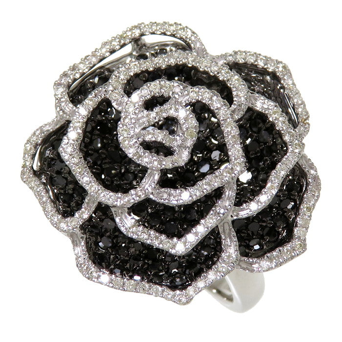 12号 薔薇/花/フラワー ダイヤモンド(ブラック含む) 計2.00ct リング