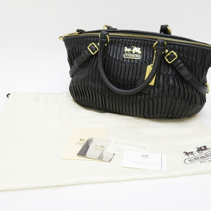 【COACH/コーチ】 L1082-15942 2way マディソン ギャザー ショルダーバッグ レザー ブラック  レディース【中古】【真子質店】【NN】, 【Mox】