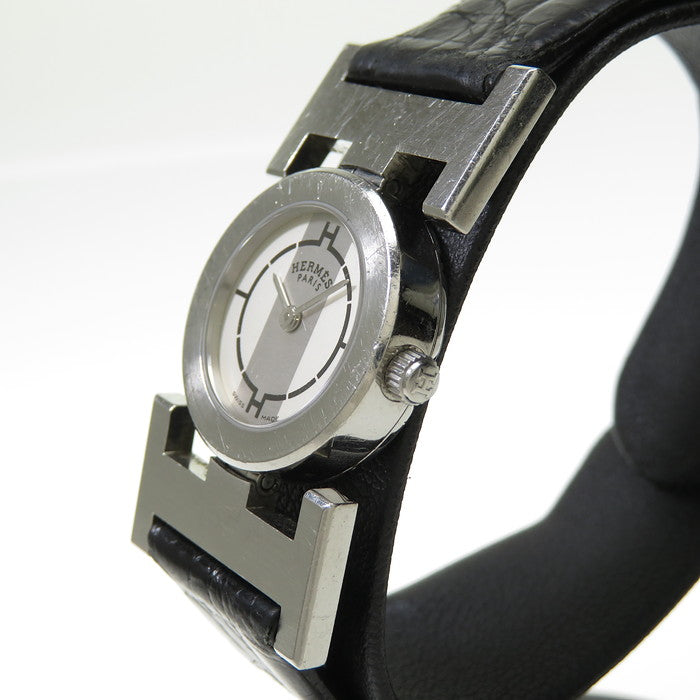 573 稼動　HERMES 時計　PA1.210 パプリカ　レディース　ホワイト HERMES/エルメス】 PA1.210 パプリカ 社外製革ベルト 電池交換済み