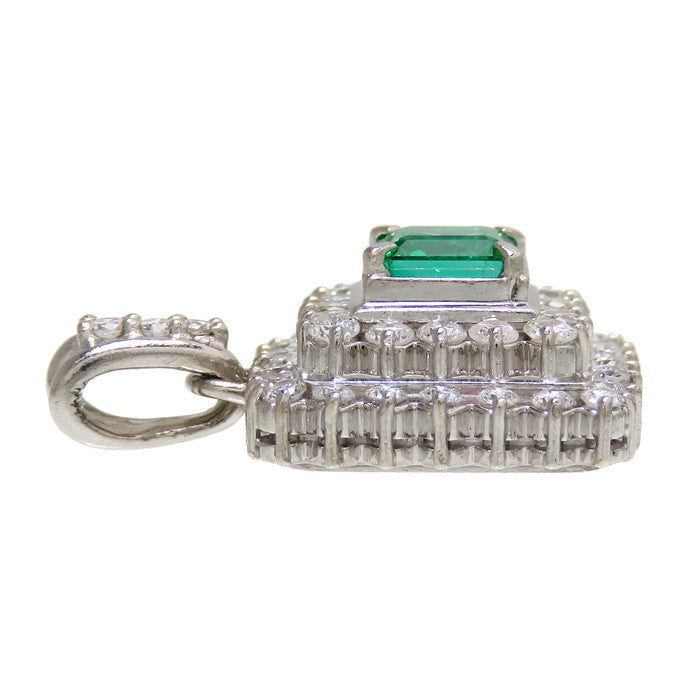 エメラルド 0.60ct ダイヤモンド 計0.73ct ペンダントトップ Pt900 