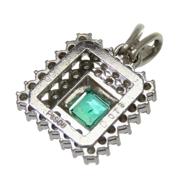 エメラルド 0.60ct ダイヤモンド 計0.73ct ペンダントトップ Pt900 