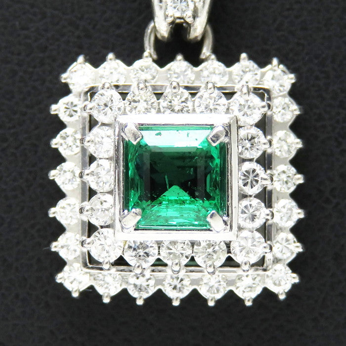 エメラルド 0.60ct ダイヤモンド 計0.73ct ペンダントトップ Pt900 