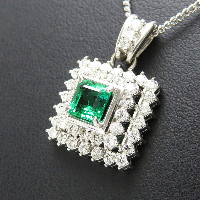 エメラルド 0.60ct ダイヤモンド 計0.73ct ペンダントトップ Pt900