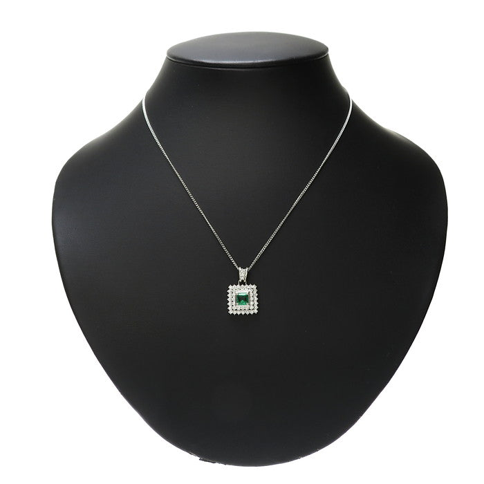 エメラルド 0.60ct ダイヤモンド 計0.73ct ペンダントトップ Pt900 