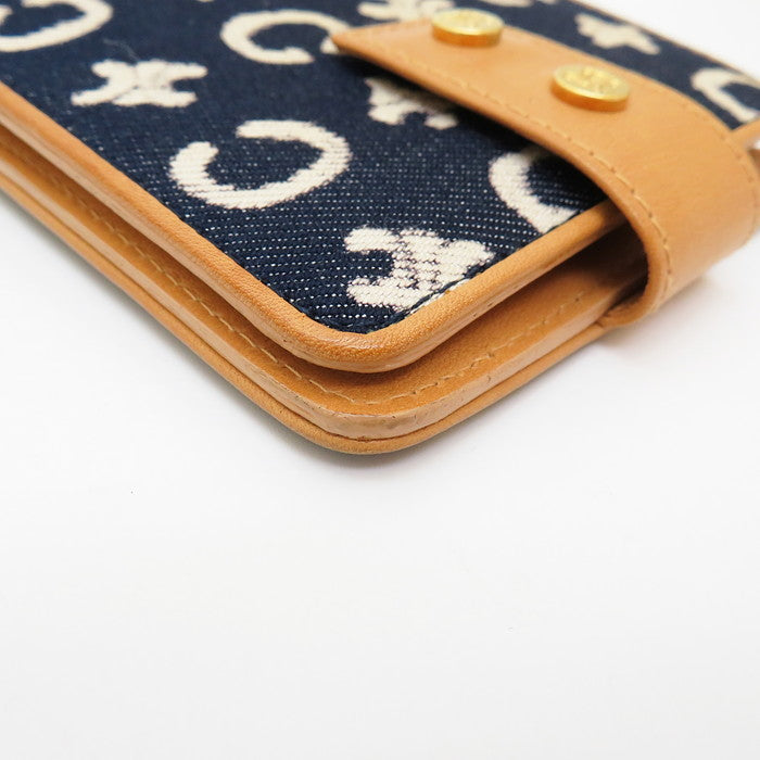 セリーヌ 二つ折り 財布 ラウンドファスナー マカダム デニム CELINE