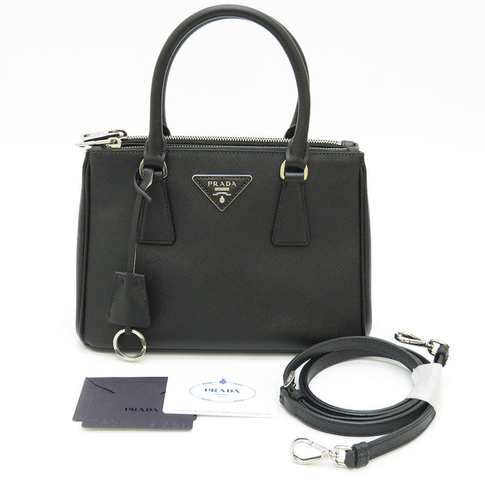 【PRADA/プラダ】 1BA896 ガレリアスモール 2WAY ハンドバッグ サフィアーノレザー NERO レディース【中古】【真子質店】【GD】,  【KIMo】