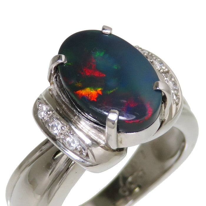 11.5号 ブラックオパール 2.20ct ダイヤモンド 計0.07ct リング・指輪 