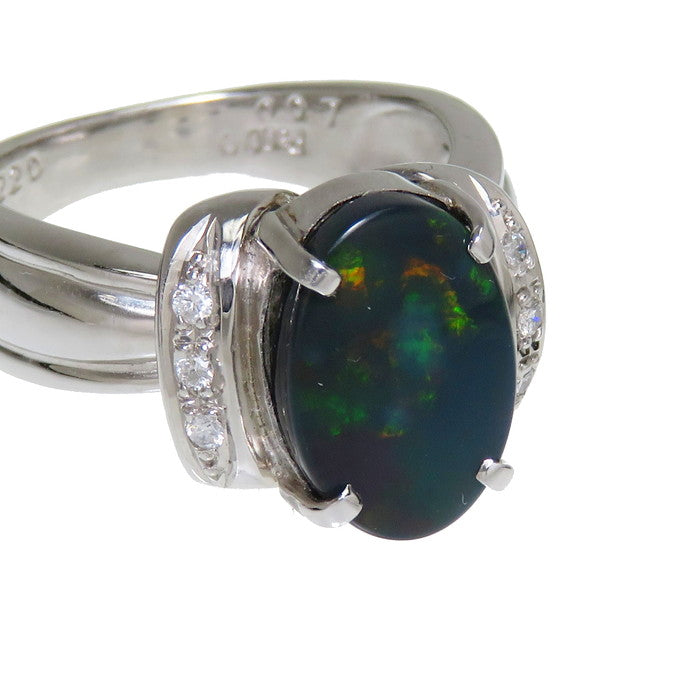 11.5号 ブラックオパール 2.20ct ダイヤモンド 計0.07ct リング・指輪 