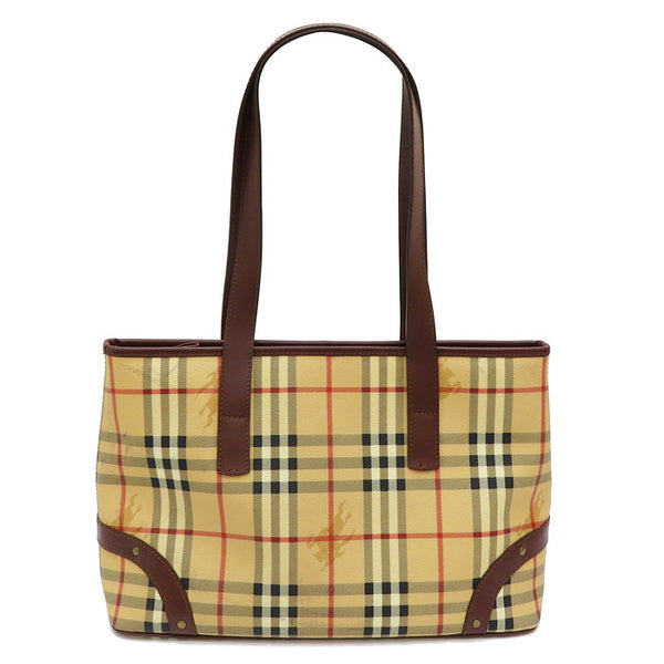 【BURBERRY/バーバリー】 T-05-01 ノバチェック トートバッグ PVC/レザー ベージュ レディース【中古】【真子質店】【GD】,  【TDT】