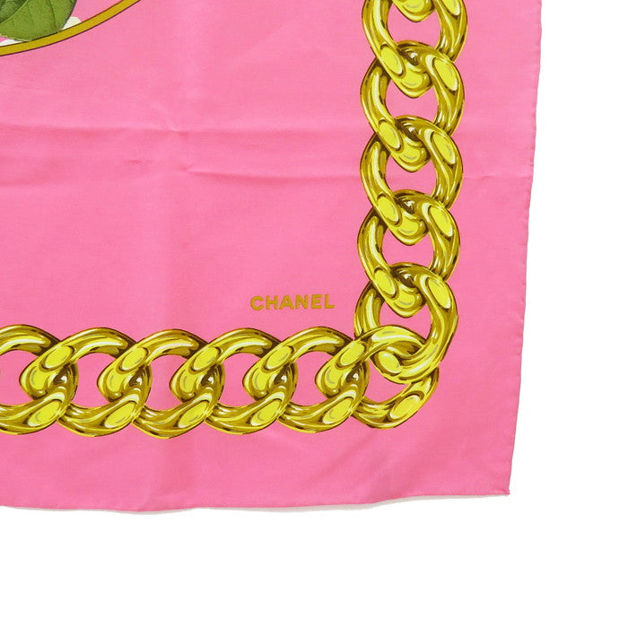 CHANEL/シャネル】 ココマーク×チェーン×フラワー スカーフ シルク100