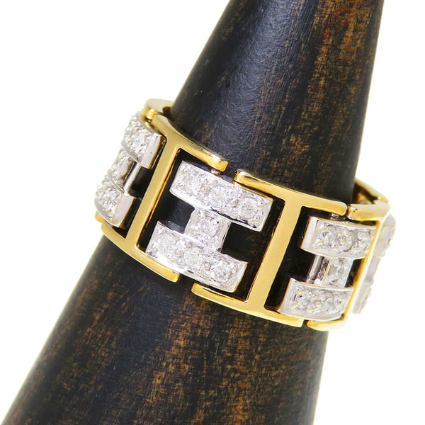 14.5号 Hデザイン コンビ ダイヤモンド 計0.50ct リング・指輪 K18YG 