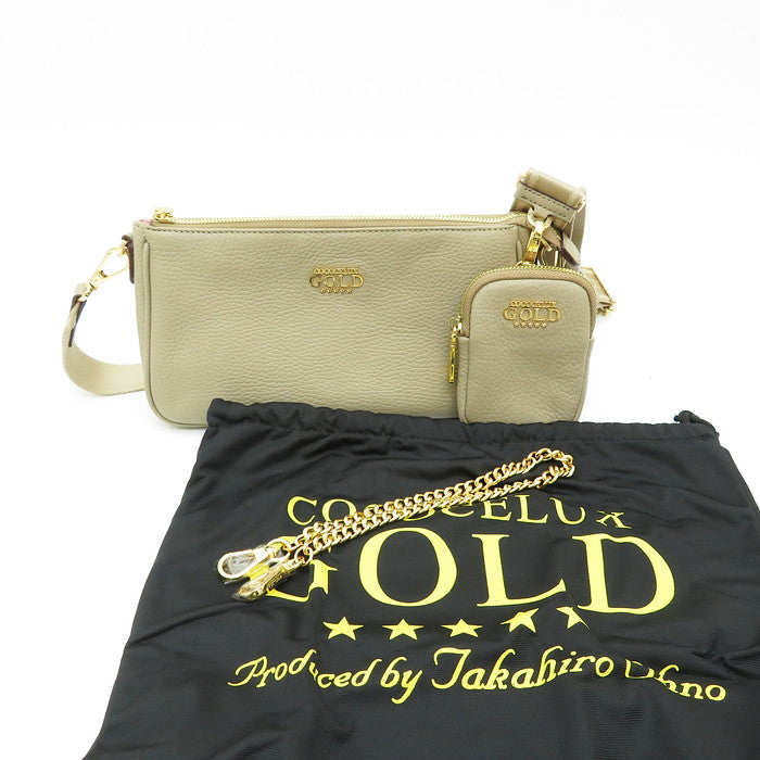 Coco Celux 3-Way Shoulder Bag, Beige Leather, Women's [Pre-owned