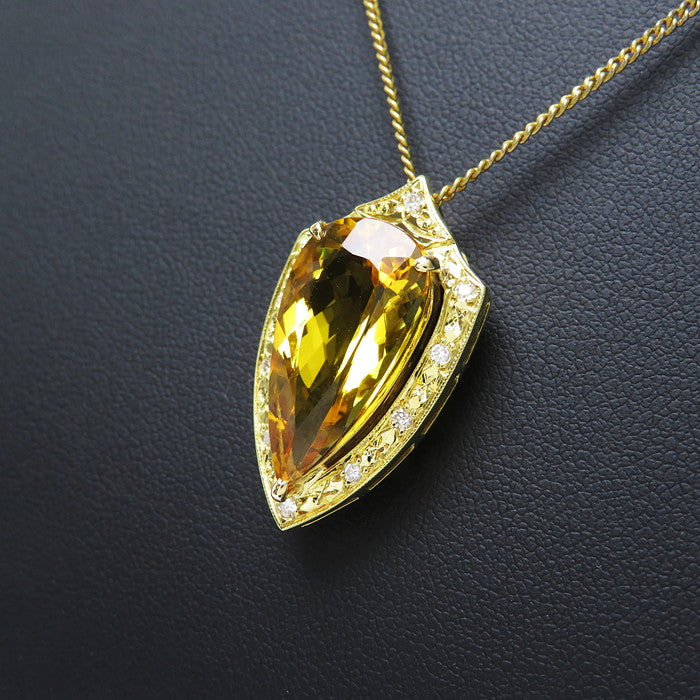 ゴールデンベリル 5.76ct ダイヤモンド 計0.08ct ペンダントトップ K18