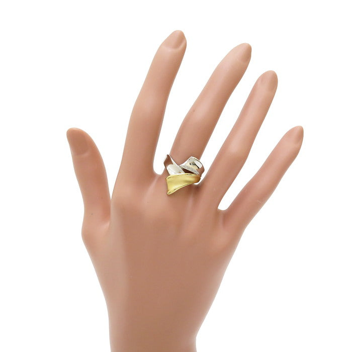 13号 コンビ 一部艶消し Vデザイン ダイヤモンド 計0.01ct リング 
