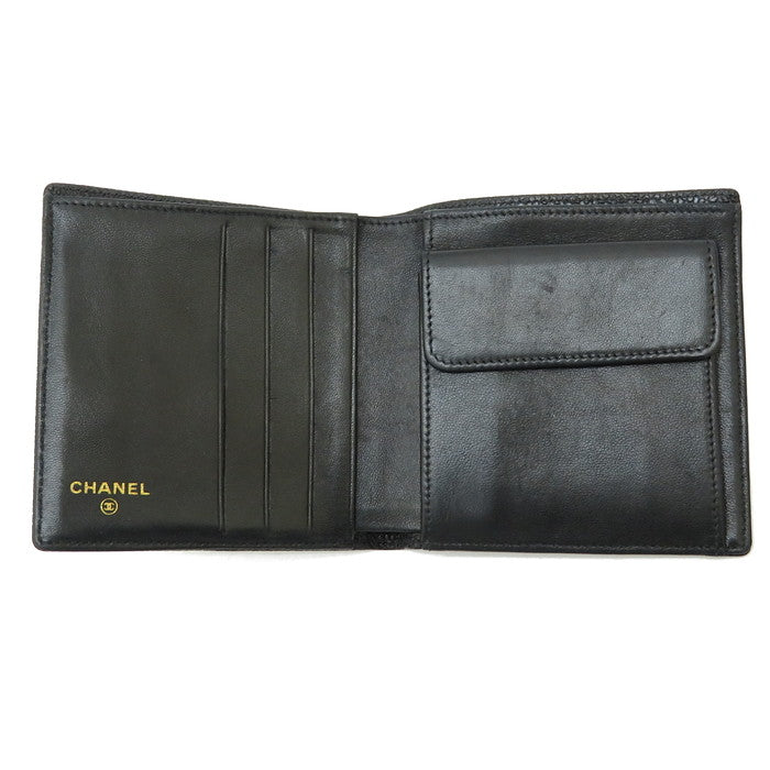 CHANEL/シャネル】 ココマーク 二つ折り財布 5番台/キャビアスキン 黒