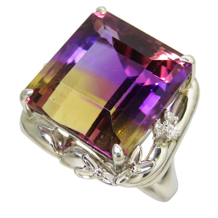 16号 アメトリン 20.20ct ダイヤモンド 計0.06ct リング・指輪 Pt900 