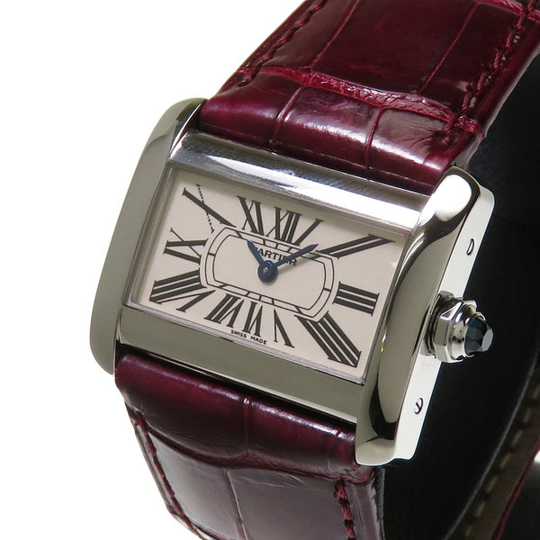 【CARTIER/カルティエ】 W6300255 ミニタンク ディバン 本体仕上げ済 腕時計 ステンレススチール/クロコダイル クオーツ シルバー系  レディース, 【中古】【真子質店】【GD】, 【IMoIMi】