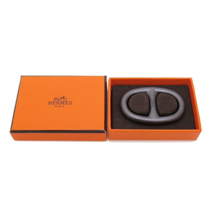 【真贋査定済】【新品未使用】エルメス シェーヌダンクル スカーフリング 箱付き HERMES/エルメス】 シェーヌダンクル スカーフリング メタル 黒