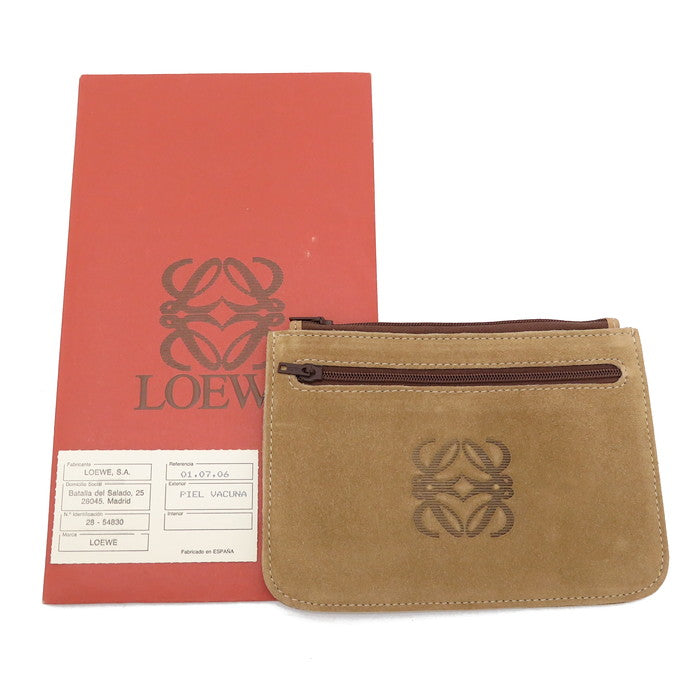 LOEWE/ロエベ】 アナグラム ポーチ/スエード ベージュ×茶 ユニセックス【中古】【真子質店】【NN】 【MaMo】 – 真子質店  PawnShopMAKO