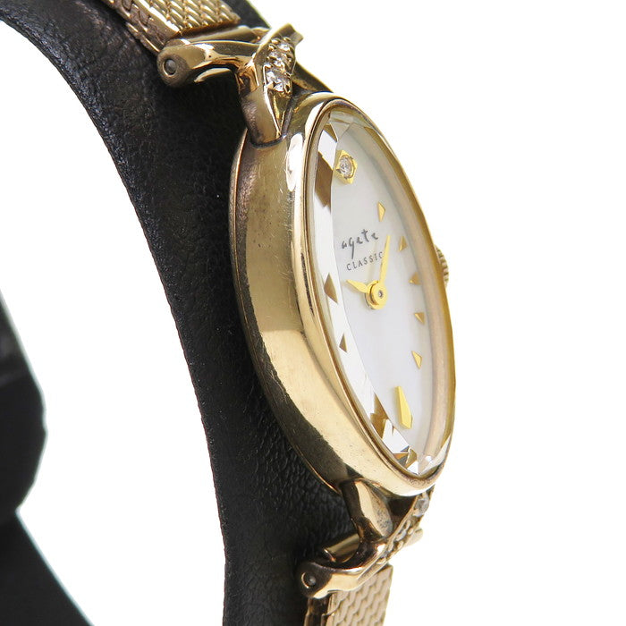 最終特価品【agete/アガット】 1408 クラシック オーバル 腕時計 K10