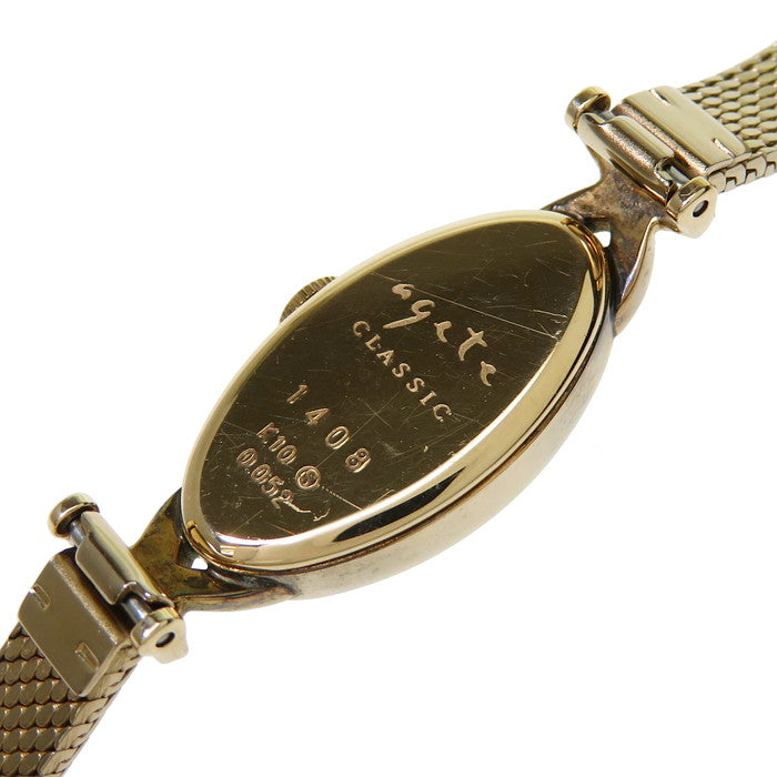 そが【電池交換済】agete アガット 腕時計 オーバル 文字盤 ゴールド