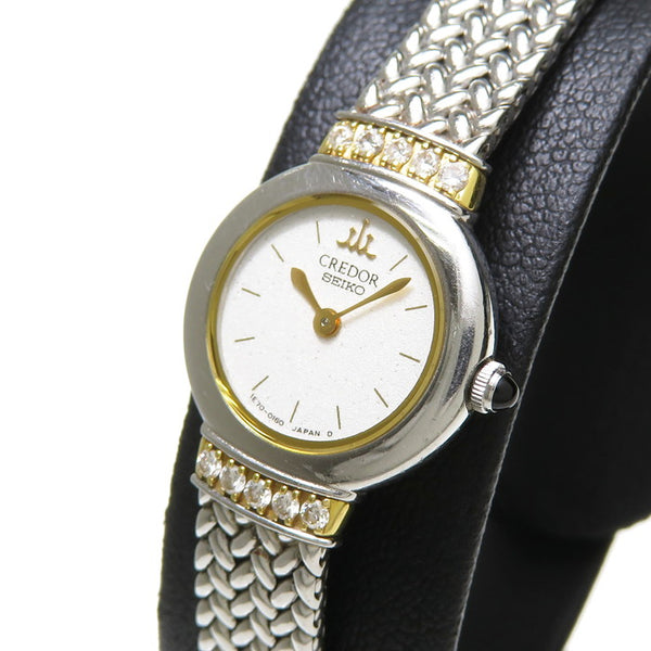 SEIKO 1E70-0100 Credor Watch, Stainless Steel/18K Gold/Diamond