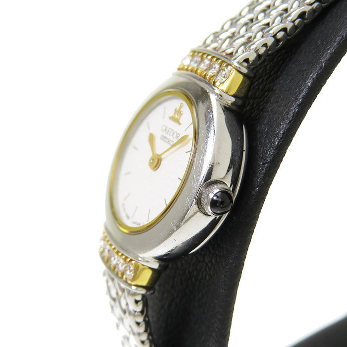 SEIKO 1E70-0100 Credor Watch, Stainless Steel/18K Gold/Diamond
