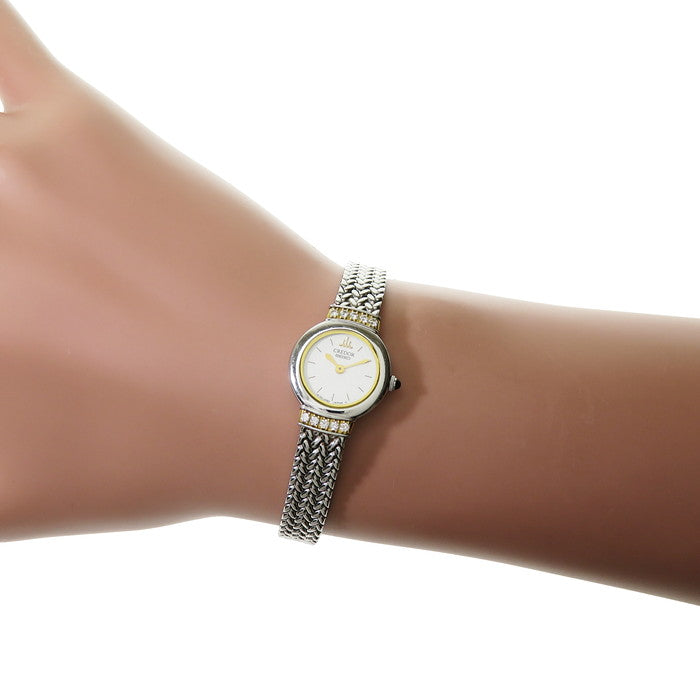 SEIKO 1E70-0100 Credor Watch, Stainless Steel/18K Gold/Diamond