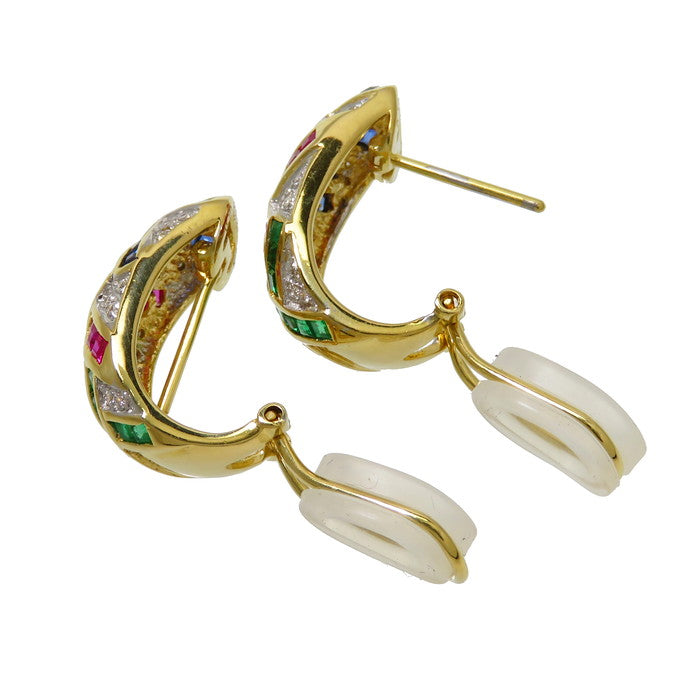 イヤリング兼用 ルビー/サファイア/エメラルド 計1.22×2ct 