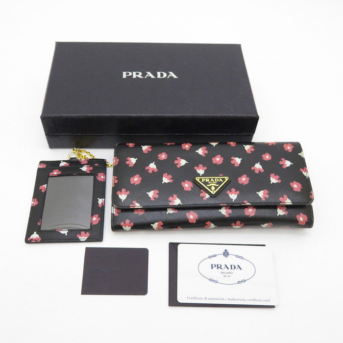 PRADA/プラダ】 花柄 長財布/サフィアーノプリント 黒×ピンク レディース【中古】【真子質店】【GD】 【IMix】 – 真子質店  PawnShopMAKO