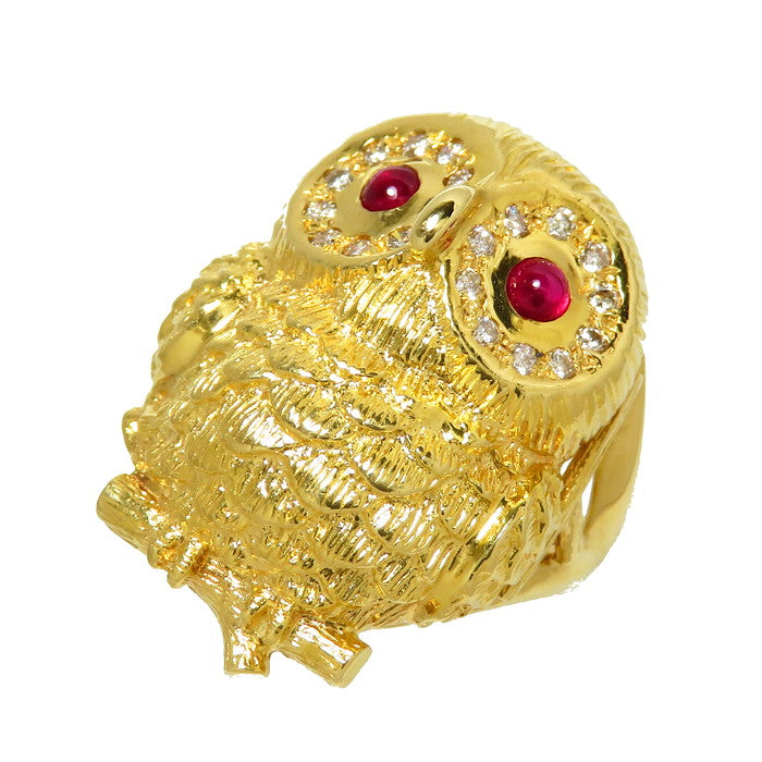 12号 フクロウ ルビー 計0.48ct ダイヤモンド 計0.30ct リング・指輪 