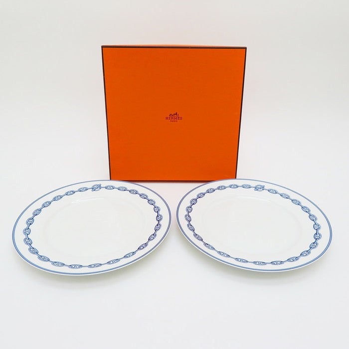 【正規品・美品】HERMES エルメス シェーヌダンクル プレート 2枚セット HERMES/エルメス】 シェーヌダンクル プレート 2枚セット 食器 陶磁器
