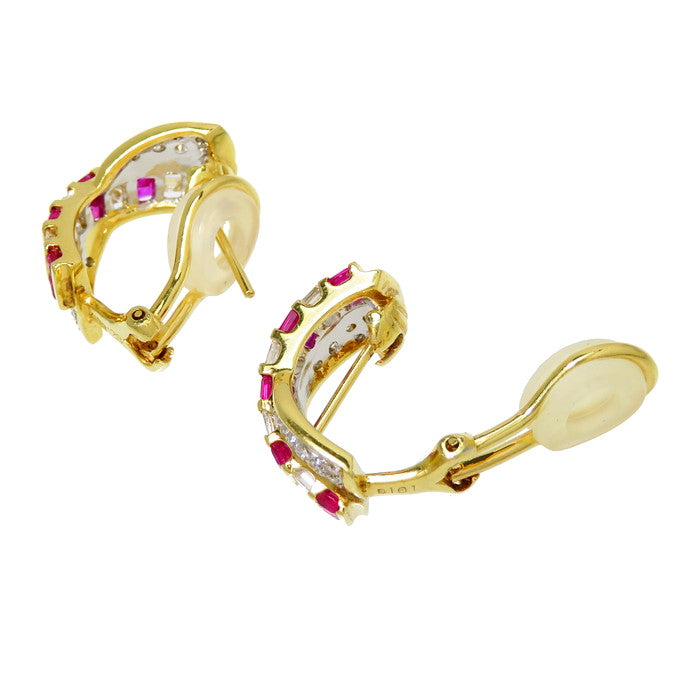 イヤリング兼用 ルビー 計1.28ct ダイヤモンド 計1.01ct ピアス