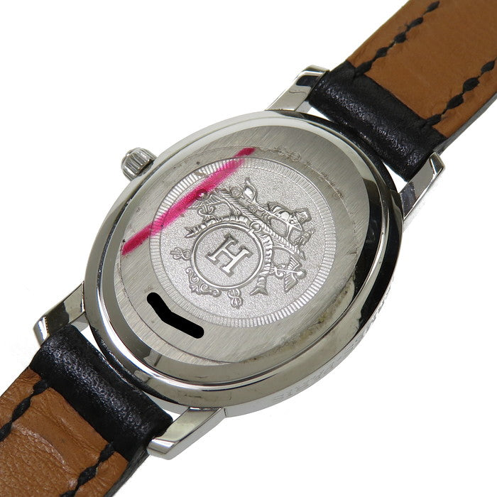 HERMES CO1.210 Clipper Oval Sunray Watch, Stainless Steel/Leather