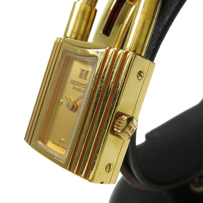 HERMES/エルメス】 ケリーウォッチ クロコレザー 腕時計 GP/レザー