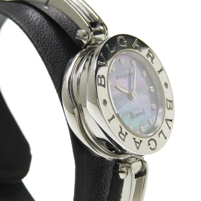 【BVLGARI/ブルガリ】 B-ZERO1/ビーゼロワン BZ22S バングル Sサイズ 腕時計 ステンレススチール/ダイヤモンド12P クオーツ  ブルーシェル レディース