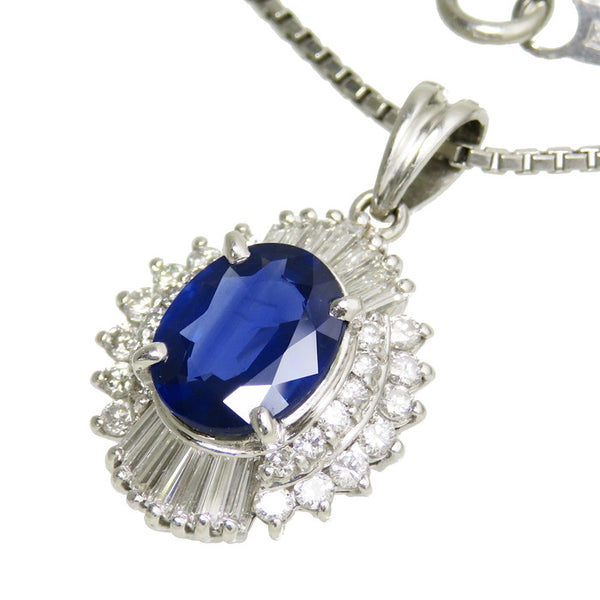 サファイア 2.320ct ダイヤモンド 計0.91ct ネックレス Pt900プラチナ