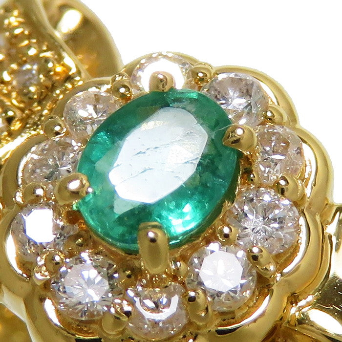 8.5号 リボン コンビ エメラルド 0.27ct ダイヤモンド 計0.24ct リング 
