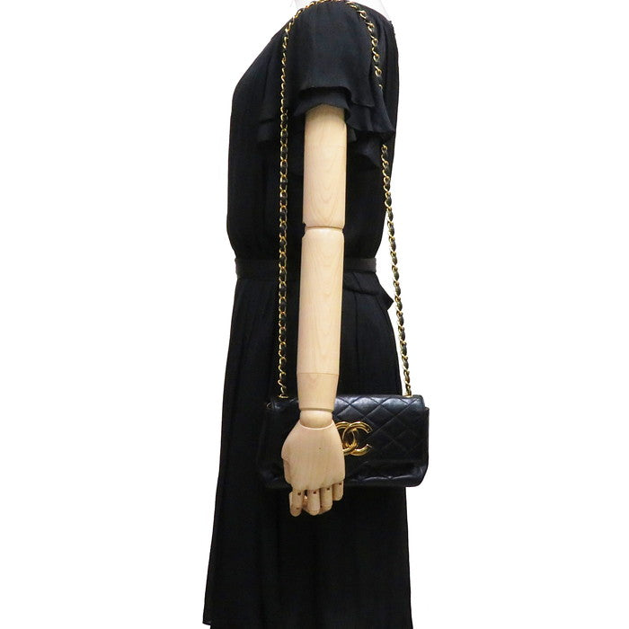 【CHANEL/シャネル】 デカココ　プッシュロック　チェーンショルダー ショルダーバッグ レザー 黒 レディース【中古】【真子質店】【GD】




【TDTx】
