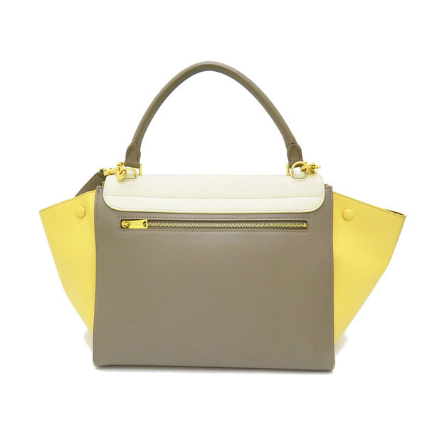 【CELINE/セリーヌ】 トラペーズ　トリコロール　2WAY ハンドバッグ レザー アイボリー/グレー/イエロー レディース【中古】【真子質店】【GD】




【TMiY】