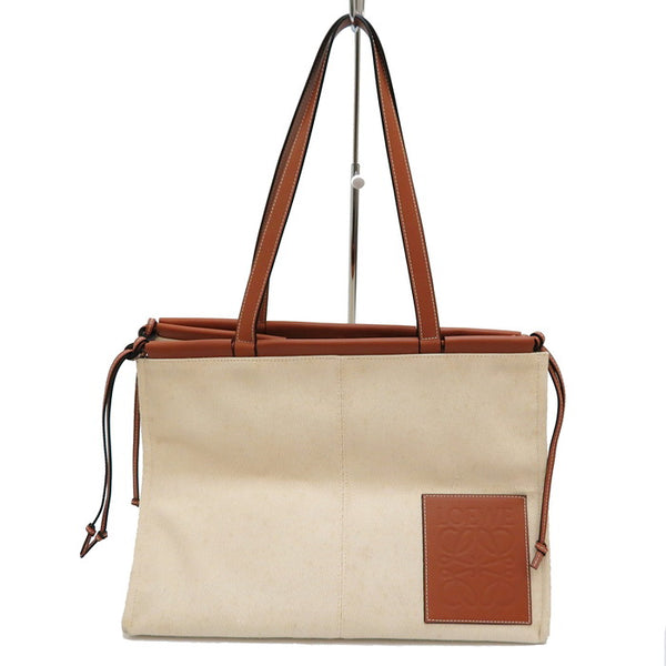 【LOEWE/ロエベ】 クッショントート　ラージサイズ  トートバッグ キャンバス/レザー アイボリー/ブラウン レディース【中古】【真子質店】【GD】




【DDx】