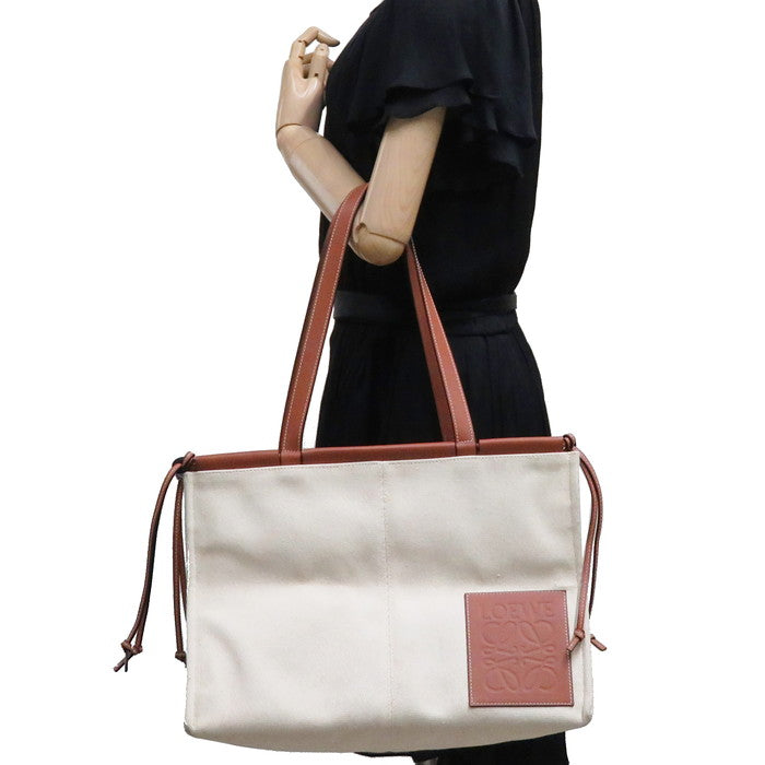 LOEWE/ロエベ】 クッショントート ラージサイズ トートバッグ キャンバス/レザー アイボリー/ブラウン レディース【中古】【真子質店 –  真子質店 PawnShopMAKO