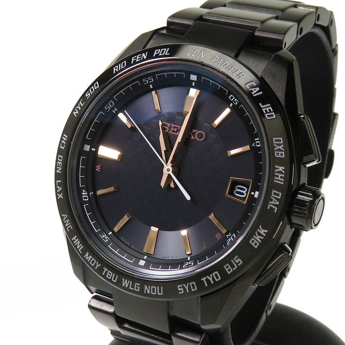 SEIKO ワールドタイム ソーラー電波腕時計7B27⌚ SEIKO/セイコー】 7B27-0AC0 ブライツ オールブラック 腕時計 チタン