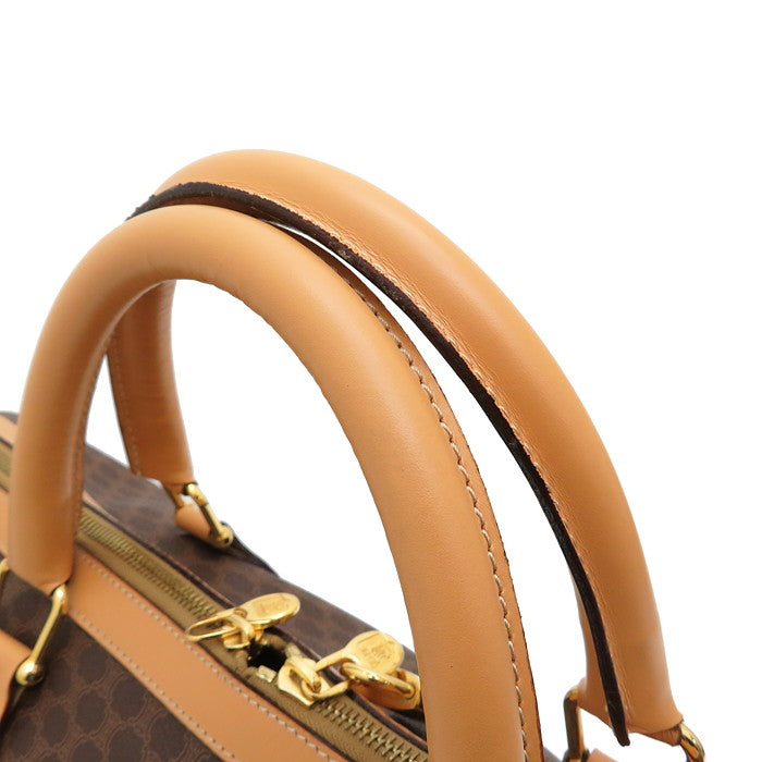CELINE/セリーヌ】 マカダム ボストンバッグ PVC/レザー ブラウン系