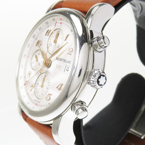 【MONTBLANC/モンブラン】 スター クロノグラフ UTC オートマティック Star Collection MB110590 腕時計 ステンレススチール/社外製革ベルト 自動巻き/オートマ シルバー メンズ
【中古】【真子質店】【GD】




【ITIx】