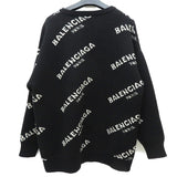 【BALENCIAGA/バレンシアガ】 オールオーバー　ロゴ　クルーネック　セーター ニット ウール/ナイロン ブラック メンズ【中古】【真子質店】【BL】




【DTS】